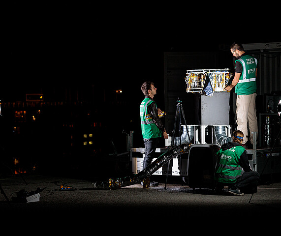 Team of two men working on the GATE Space propulsion system
